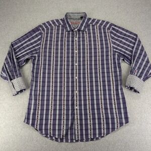 Robert Graham Shirt Mens XL Multicolor Long Sleeve Floral Flip Cuff Geometric‎